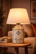 Plomb Patterned Handmade Lampshade White