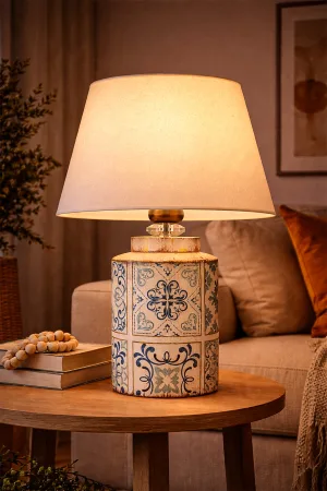 Plomb Patterned Handmade Lampshade White
