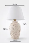 Mouille El Yapımı Seramik Abajur Beyaz Gözat