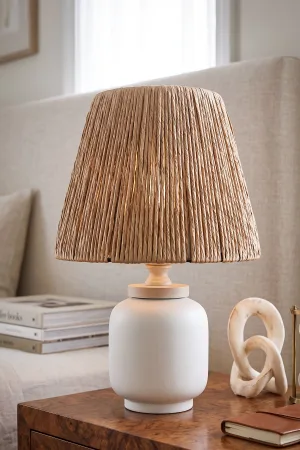 Percer Handmade Ceramic Lampshade White Wicker