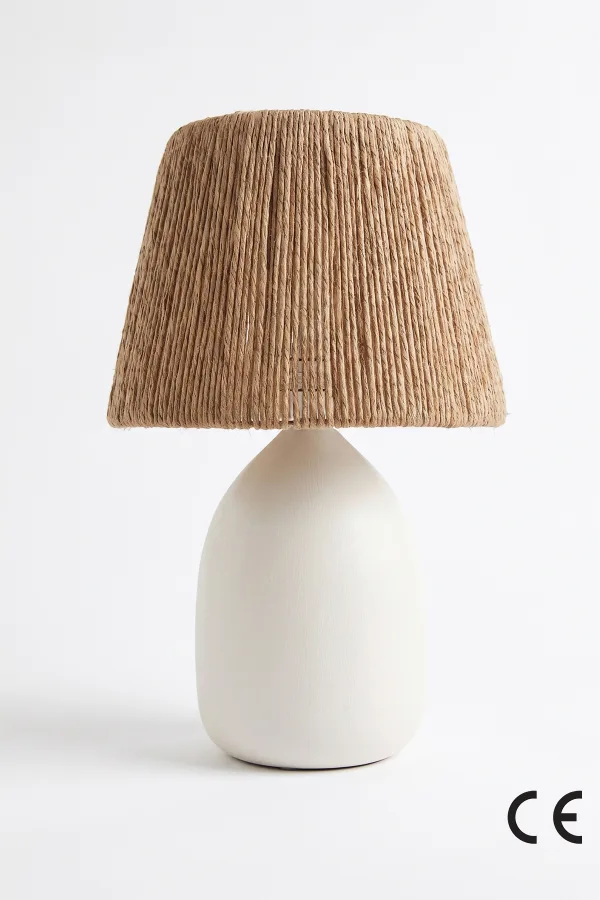 Ram Handmade Ceramic Lampshade White Wicker