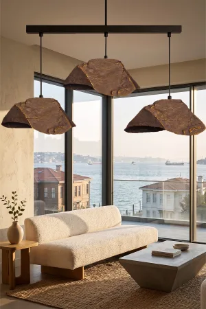 Obsidian Handmade 3 lü Karbon Beton Avize