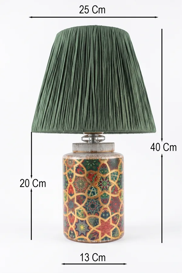 Timide Patterned Handmade Ceramic Lampshade Green