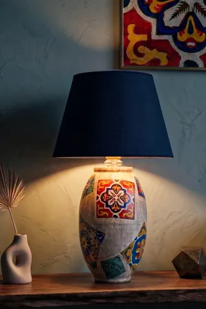 Ciment Desenli Abajur Lacivert Ciment Desenli Abajur Lacivert