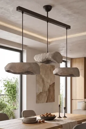 Stonelith Handmade 3'lü Karbon Beton Avize