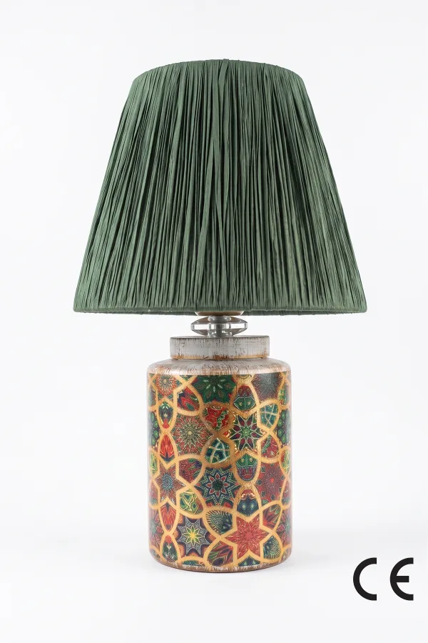 Timide Patterned Handmade Ceramic Lampshade Green