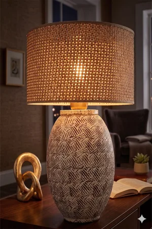 Riche Ceramic Lampshade Cream Coffee Wicker Riche Ceramic Lampshade Cream Coffee Wicker
