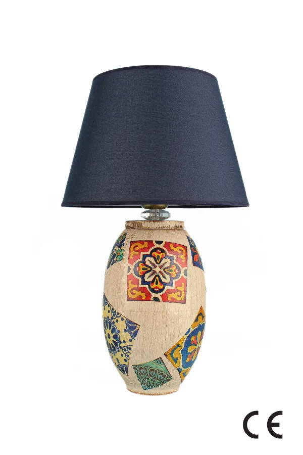 Cement Patterned Lampshade Navy Blue
