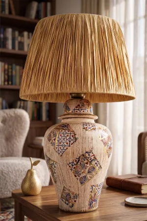Asie Patterned Ceramic Lampshade Cream