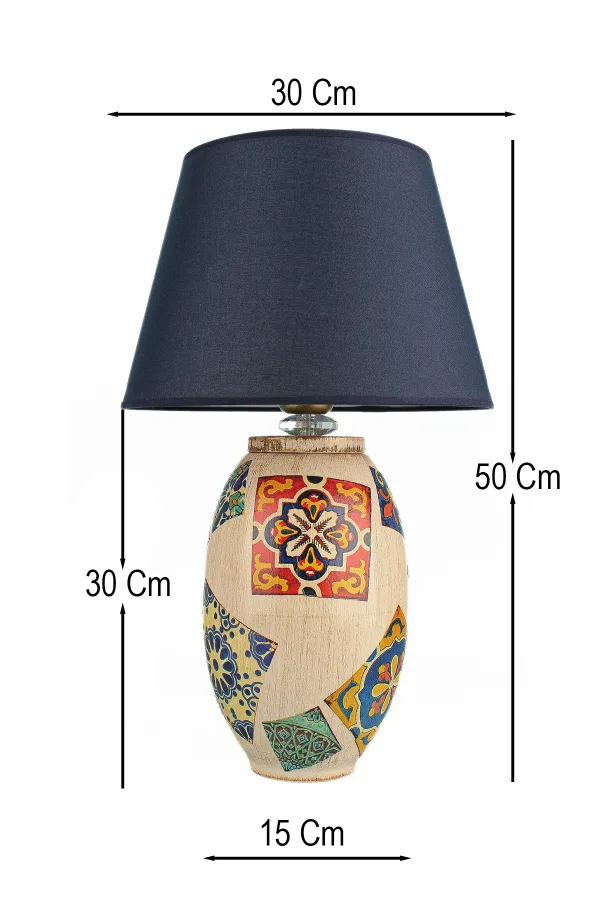 Cement Patterned Lampshade Navy Blue