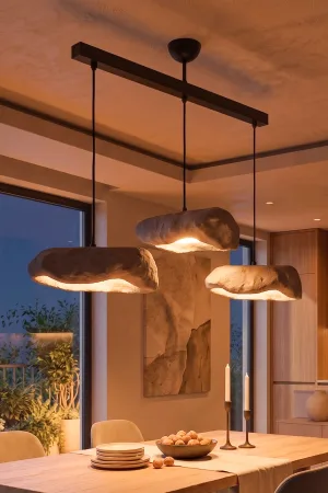 Stonelith Handmade 3'lü Karbon Beton Avize Stonelith Handmade 3'lü Karbon Beton Avize