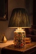 Timide Patterned Handmade Ceramic Lampshade Green