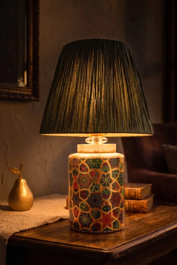 Timide Patterned Handmade Ceramic Lampshade Green