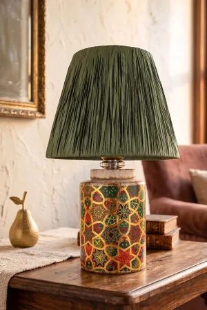 Timide Patterned Handmade Ceramic Lampshade Green