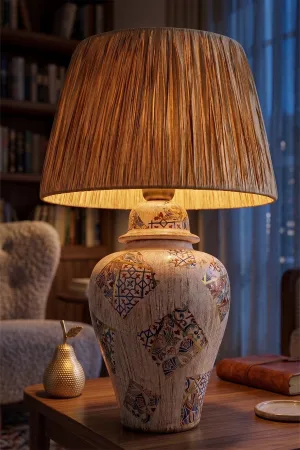 Asie Patterned Ceramic Lampshade Cream