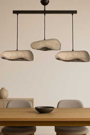 Stonelith Handmade 3'lü Karbon Beton Avize