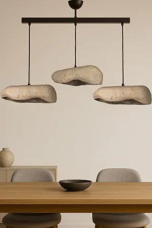Stonelith Handmade 3-Piece Carbon Concrete Chandelier