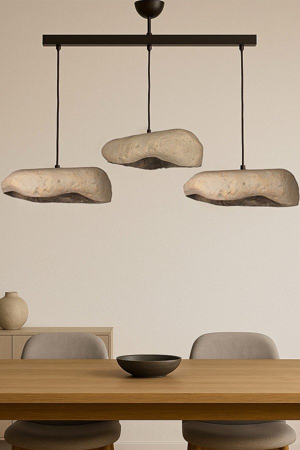 Stonelith Handmade 3'lü Karbon Beton Avize