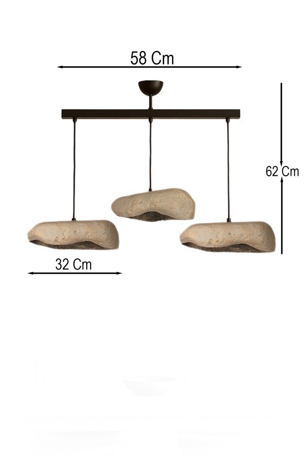 Stonelith Handmade 3'lü Karbon Beton Avize