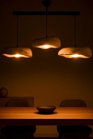 Stonelith Handmade 3'lü Karbon Beton Avize