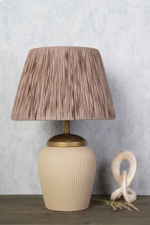 Chenille Ceramic Lampshade Cream Brown