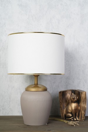 Chenille Handmade Ceramic Lampshade White Beige