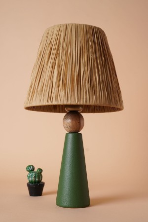 Amande Handmade Ceramic Lampshade Green - Wicker Multicolor