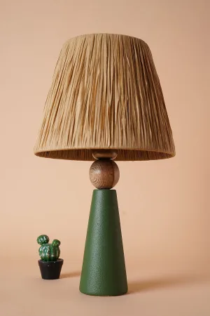 Amande Handmade Ceramic Lampshade Green - Wicker Multicolor