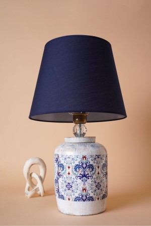 Herbe Handmade Ceramic Lampshade Navy Blue-White