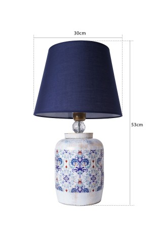 Herbe Handmade Ceramic Lampshade Navy Blue-White