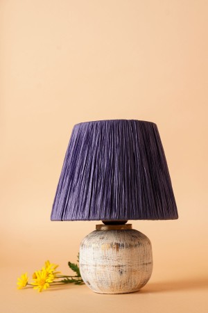 Tissu Handmade Ceramic Lampshade Navy Blue-cream