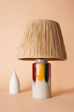 Foudre Handmade Ceramic Lampshade Wicker-yellow-red-green-pink