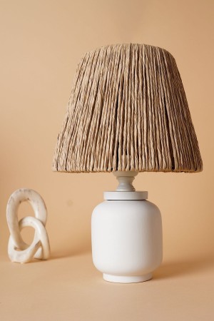 Percer Handmade Ceramic Lampshade White Wicker