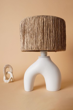 Droite Handmade Ceramic Lampshade White Wicker