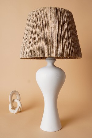 Peut Handmade Ceramic Lampshade White Wicker