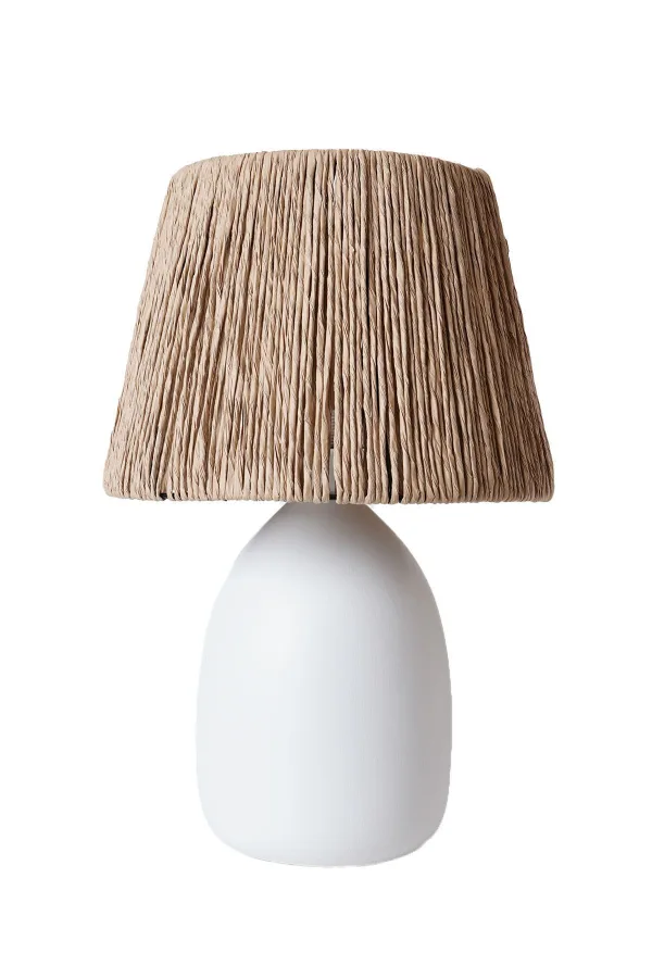 Ram Handmade Ceramic Lampshade White Wicker