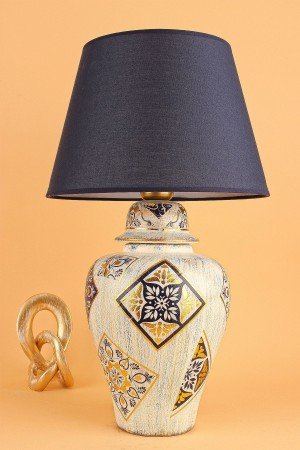 Mer Patterned Ceramic Lampshade Navy Blue