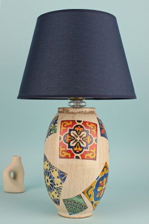 Cement Patterned Lampshade Navy Blue