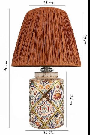Handmade Ceramic Lampshade Brown with Arme Pattern
