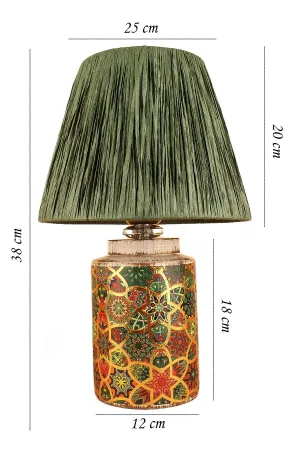 Timide Patterned Handmade Ceramic Lampshade Green Timide Patterned Handmade Ceramic Lampshade Green