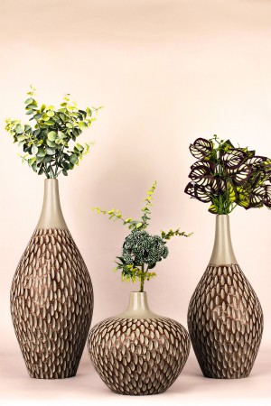 Naturacraft Handmade Dekoratif Seramik 3'lü Vazo