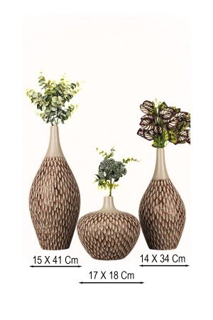 Naturacraft Handmade Dekoratif Seramik 3'lü Vazo
