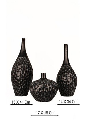 Lucerno Handmade Dekoratif Seramik 3'lü Vazo Set
