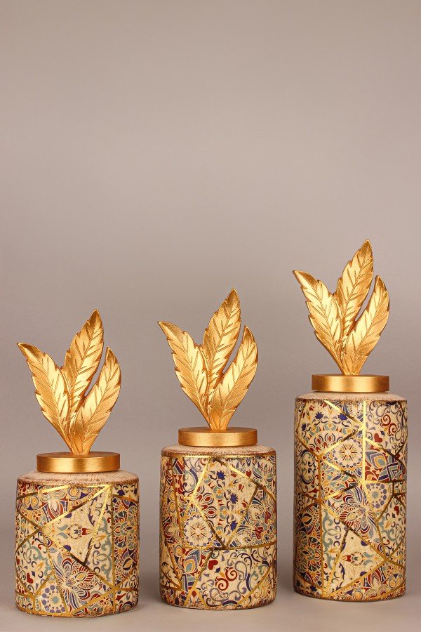 Golden Dance Handmade Ceramic 3-Piece Vase Set Golden Dance Handmade Ceramic 3-Piece Vase Set