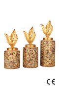 Golden Dance Handmade Ceramic 3-Piece Vase Set Golden Dance Handmade Ceramic 3-Piece Vase Set