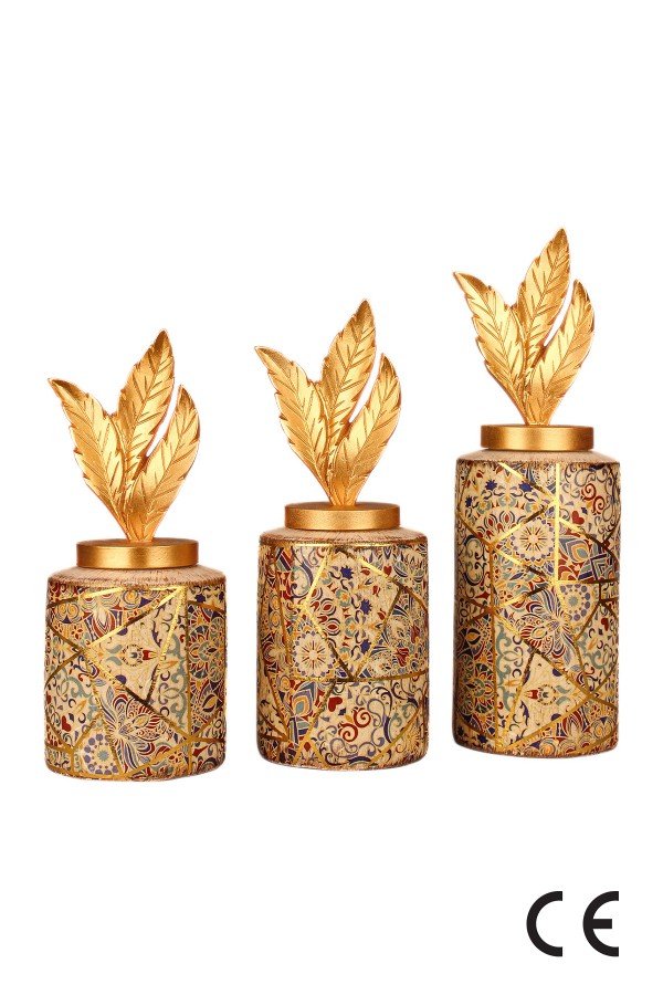 Golden Dance Handmade Ceramic 3-Piece Vase Set Golden Dance Handmade Ceramic 3-Piece Vase Set