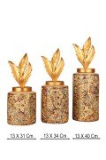 Golden Dance Handmade Ceramic 3-Piece Vase Set Golden Dance Handmade Ceramic 3-Piece Vase Set