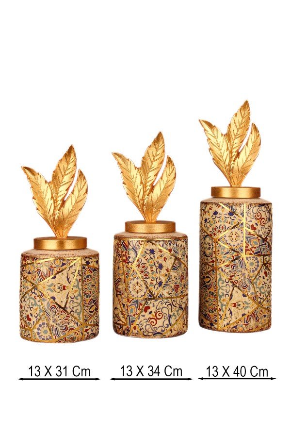 Golden Dance Handmade Ceramic 3-Piece Vase Set Golden Dance Handmade Ceramic 3-Piece Vase Set