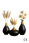 GoldenShadow Handmade Dekoratif Seramik 3'lü Set Vazo