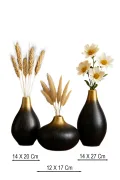 GoldenShadow Handmade Dekoratif Seramik 3'lü Set Vazo